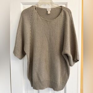 Chico's light Tan mixes with gold Crew Neck Sweater Sz 3(16)